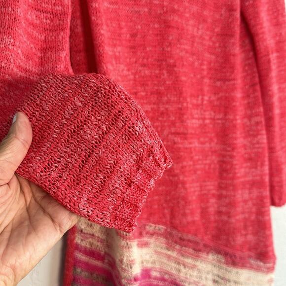 Soft Surroundings Beachy Coral Summer Vacation Tunic Sweater Open Knit Artsy - Picture 5 of 7